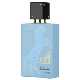Laattafa Lail Maleki Moroccan Blue arabische parfum met lichtblauwe fles en zwarte dop